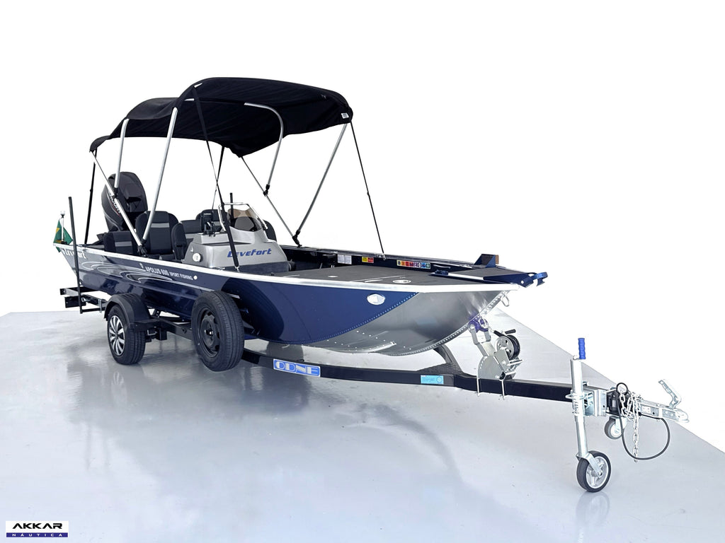 Barco lancha Levefort Apolus 600 + Motor popa Mercury 60HP ELPT EF + Carreta rodoviária