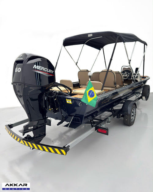 Barco lancha Levefort Apolus 600 + Motor popa Mercury 60HP ELPT EF + Carreta rodoviária