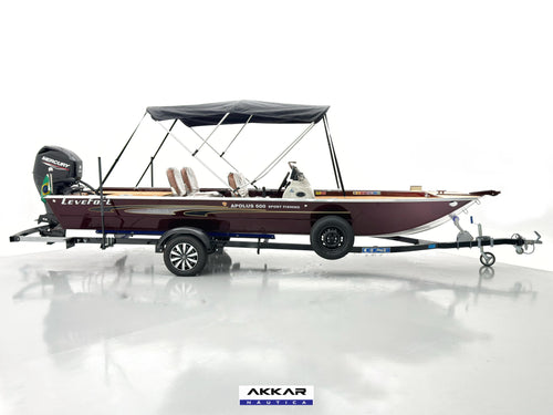 Barco lancha Levefort Apolus 600 + Motor popa Mercury 60HP ELPT EF + Carreta rodoviária