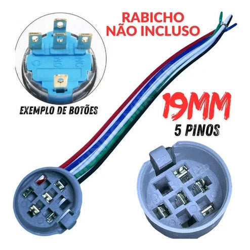 Botão Liga Desliga Led 12v 24v Inox Metal On Off 19mm