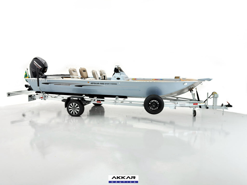 Barco lancha Levefort Apolus 600 + Motor popa Mercury 60HP ELPT EF + Carreta rodoviária
