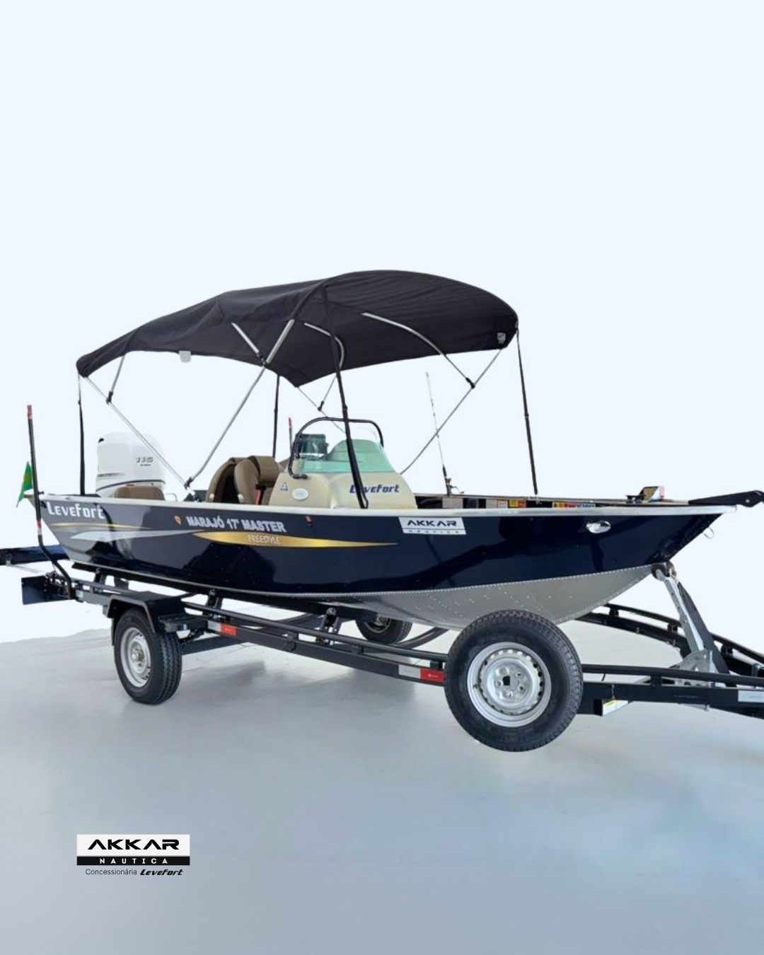 Barco Lancha Levefort Marajó 17 Master Freestyle Special Series + Motor Yamaha F115 + Carreta rodoviária