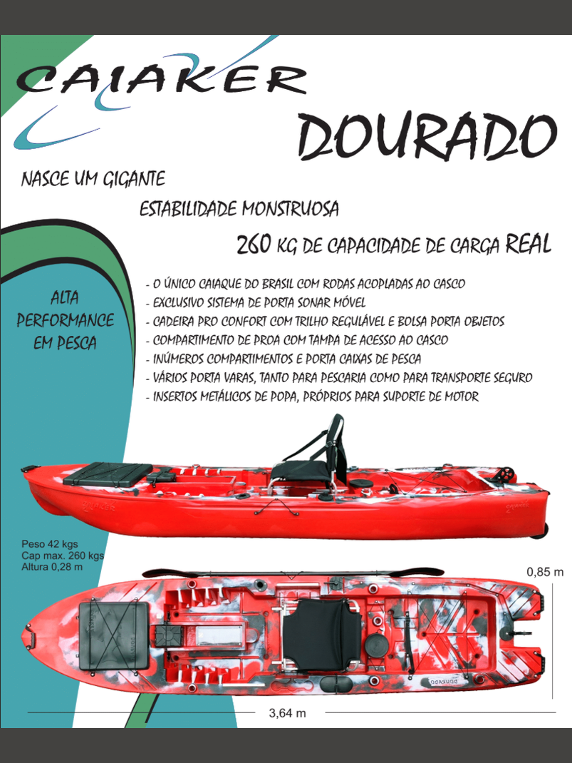 Caiaque de pesca Caiaker Dourado (individual)